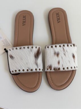 NWT leather & hairon sandals